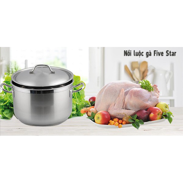 [FIVE STAR CHÍNH HÃNG] Nồi inox hàng siêu tốt 3 đáy luộc gà Fivestar  30 cm đun bếp từ- Bảo hành 5 năm, ICD MART