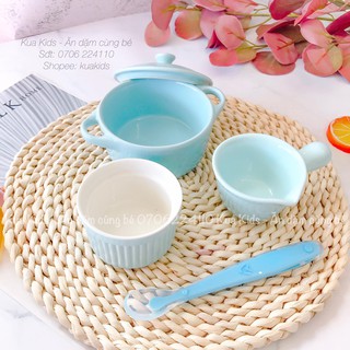 Set chén bát ăn dặm cho bé (xanh dương)