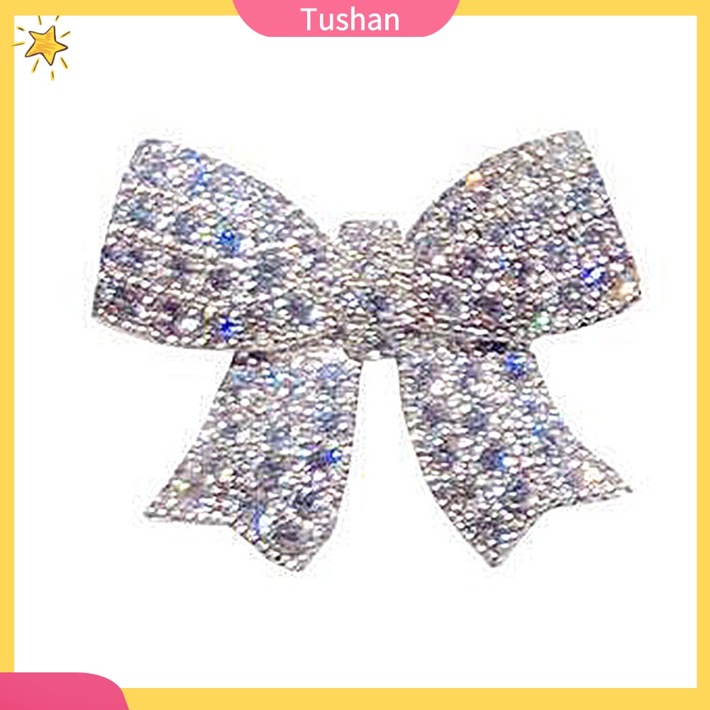 TUSH Fashion Women Full Cubic Zirconia Bow Ear Stud Earrings Jewelry Birthday Gift