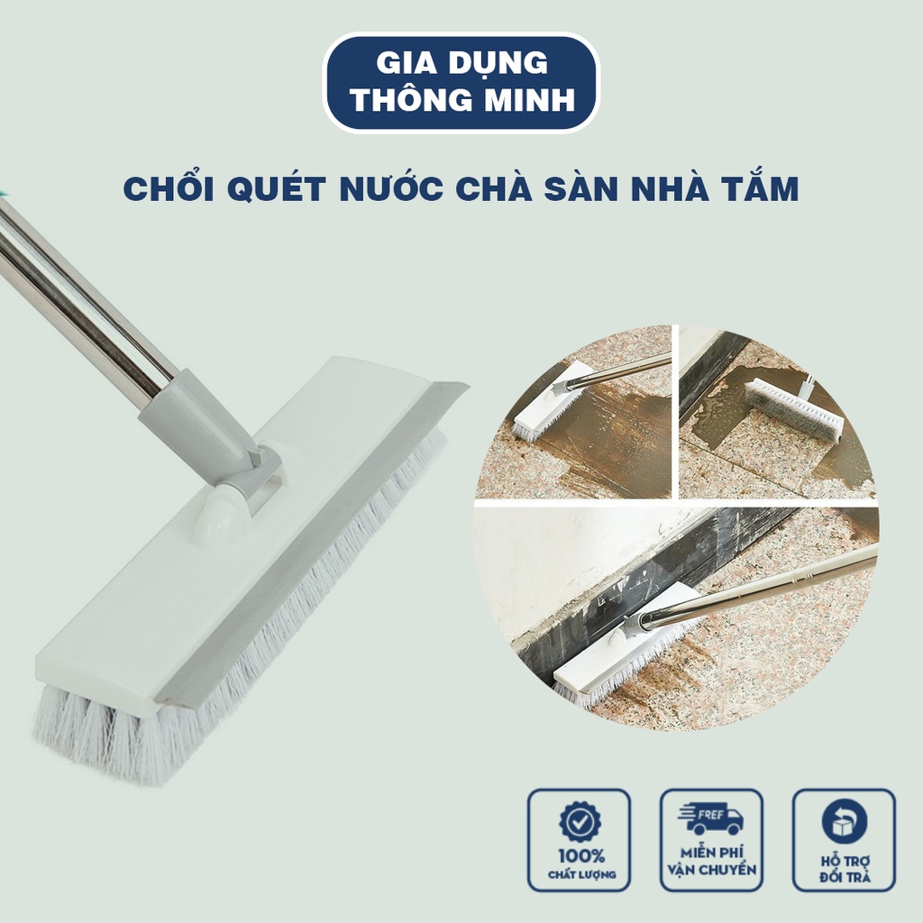 [Chổi Màu Trắng] Chổi quét nước chà sàn nhà tắm xoay 180 độ cán dài dễ điều chỉnh