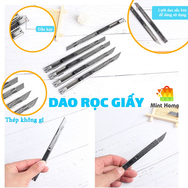 Dao rọc dọc cắt giấy mini thép không gỉ inox