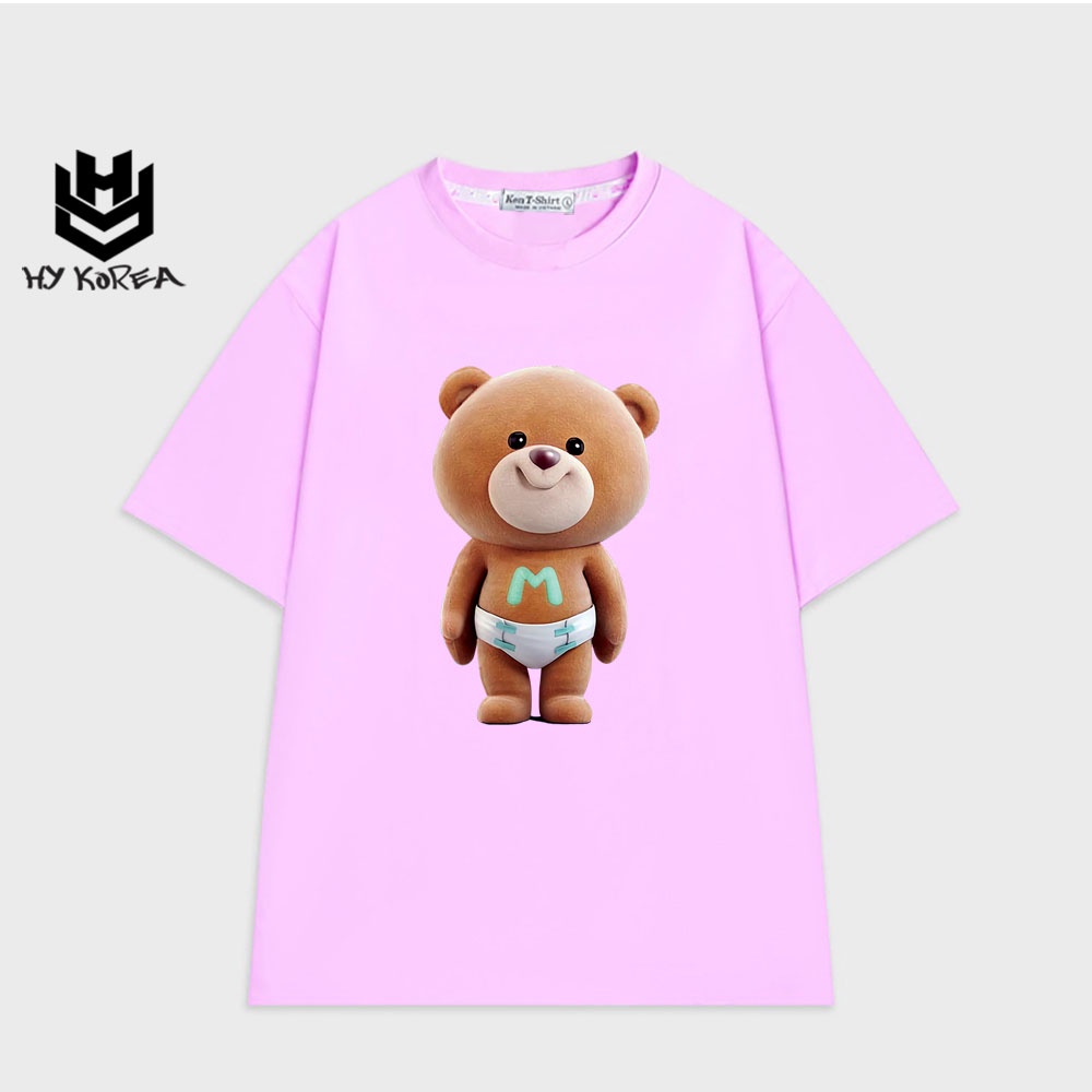 Áo phông cute tay lỡ HY KOREA nam nữ form rộng in hình Gấu Baby 475
