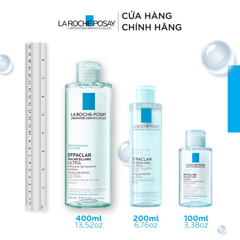 Bộ đôi nước làm sạch sâu và tẩy trang dành cho da mụn, da dầu nhạy cảm Efffaclar Micellar Water 400ml