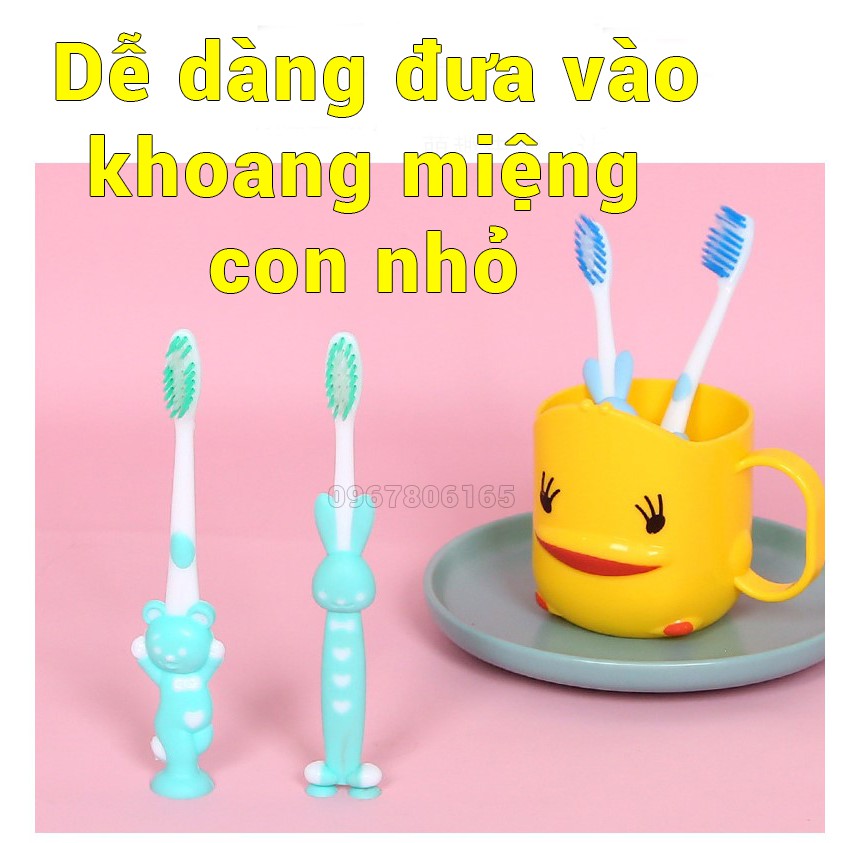 SET 4 bàn chải lông mềm cho trẻ em có chân đứng hình thú dễ thương - Bộ 4 bàn chải Nhật Bản cho trẻ em