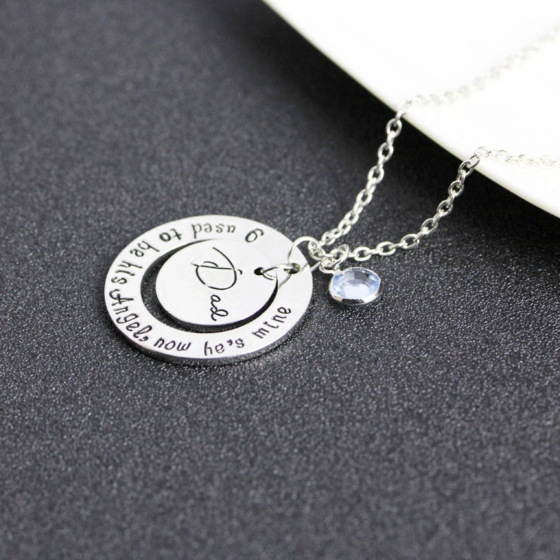 Vòng cổ Mặt Khắc Chữ I used to be his angel now he s mine Dad