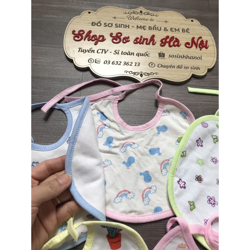 Yếm cotton 2 lớp buộc dây cao cấp cho bé cotton và chống thấm