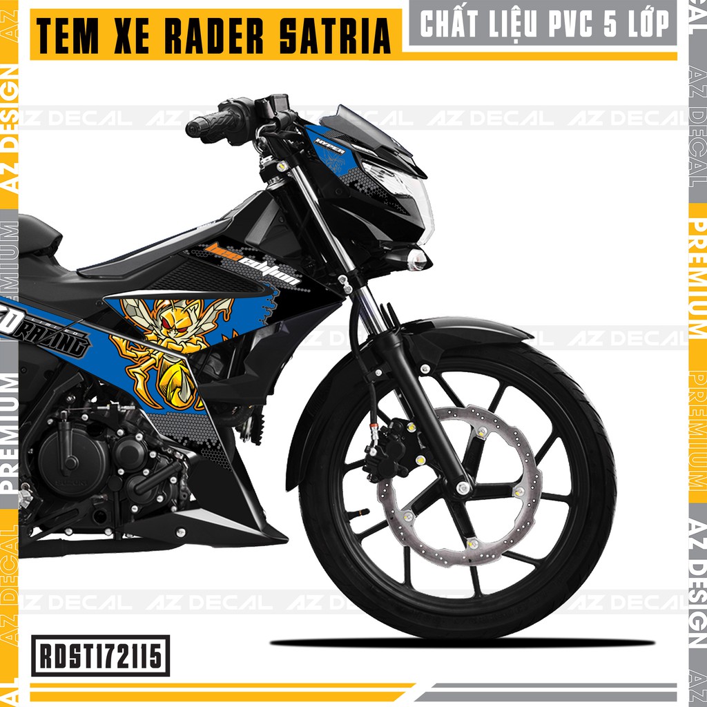 Tem Xe Suzuki Raider - Satria Speed Racing | RDST172115 | Decal PVC Chống Nước, Màu Đỏ Đen, Xanh Đen, Cam Trắng