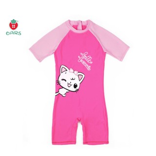 Đồ bơi trẻ em cho bé gái - áo tắm bikini đồ bơi liền thân tay ngắn in hình hello kitty từ 2 3 4 5 6 tuổi