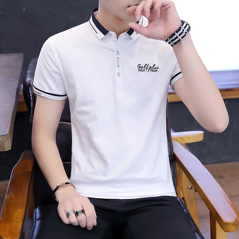 Áo Polo Nam Vải Thun Cotton Thêu Chữ Kí Có Cổ Tay Ngắn NN-0033-tuideocheonguc.com