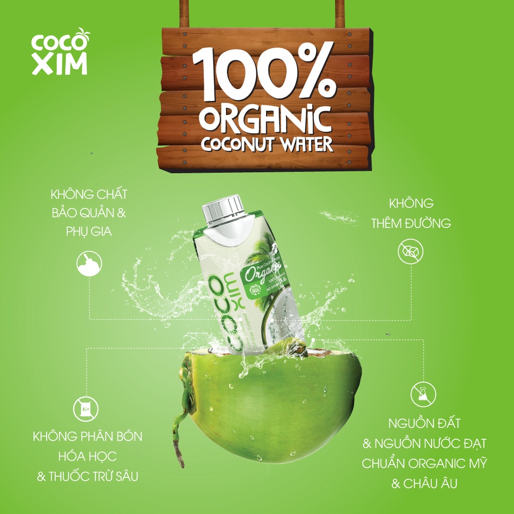 Nước Dừa Cocoxim Xiêm Xanh/Dừa Xiêm Sen Đóng Hộp 1 Lít