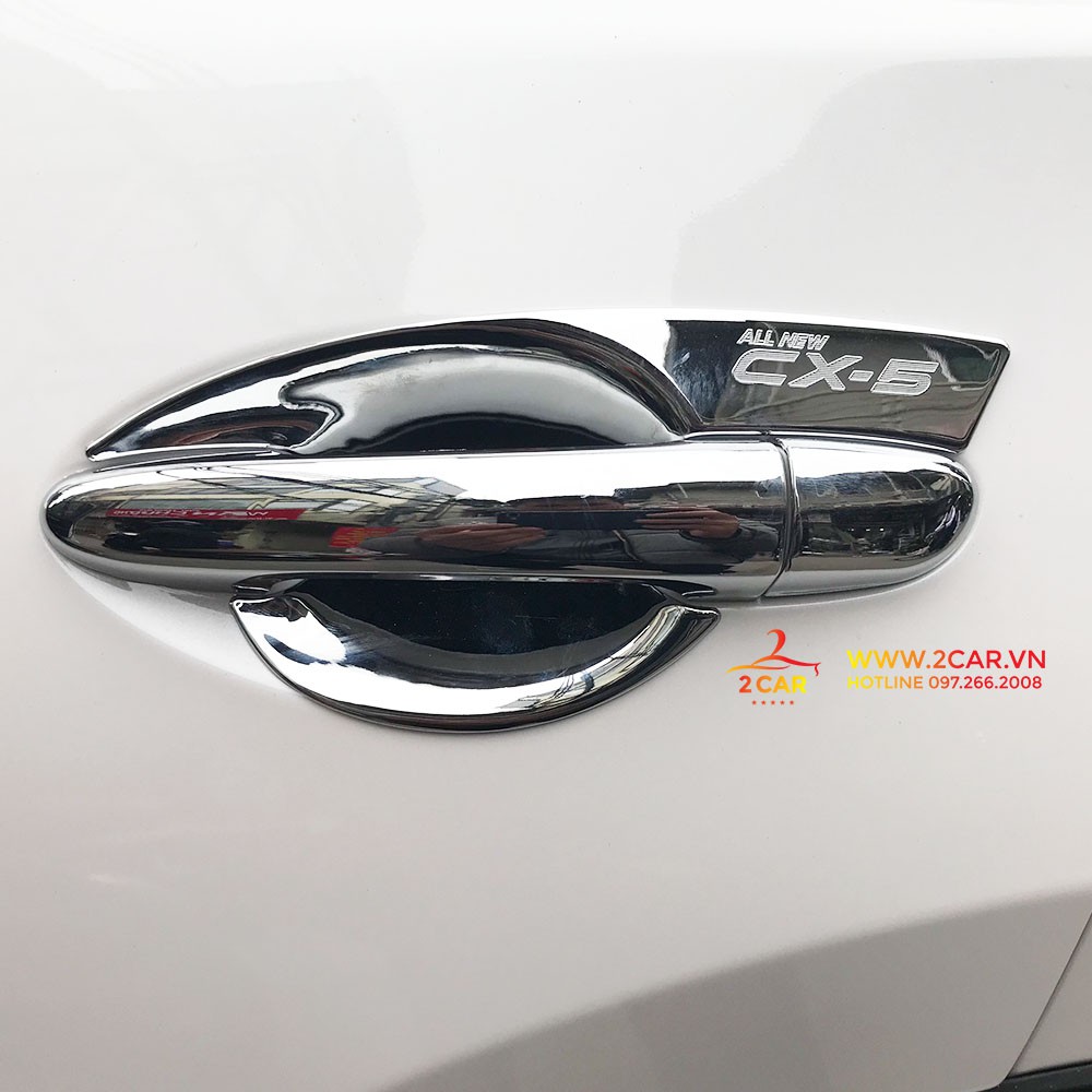 Bộ ốp tay nắm, hõm cửa xe Mazda Cx5 2018-2019 mạ crom, bản có khóa từ