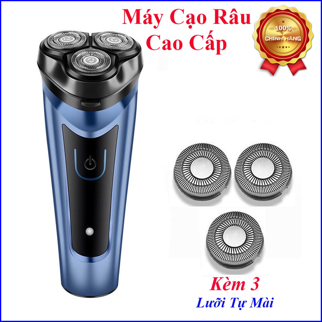 Máy Cạo Râu 3 Lưỡi Kép Tự Mài, Chống Nước IPX7 Có Thể Thay Lưỡi Pin Sạc Siêu Bền - Kèm Bộ 3 Lưỡi Tự Mài