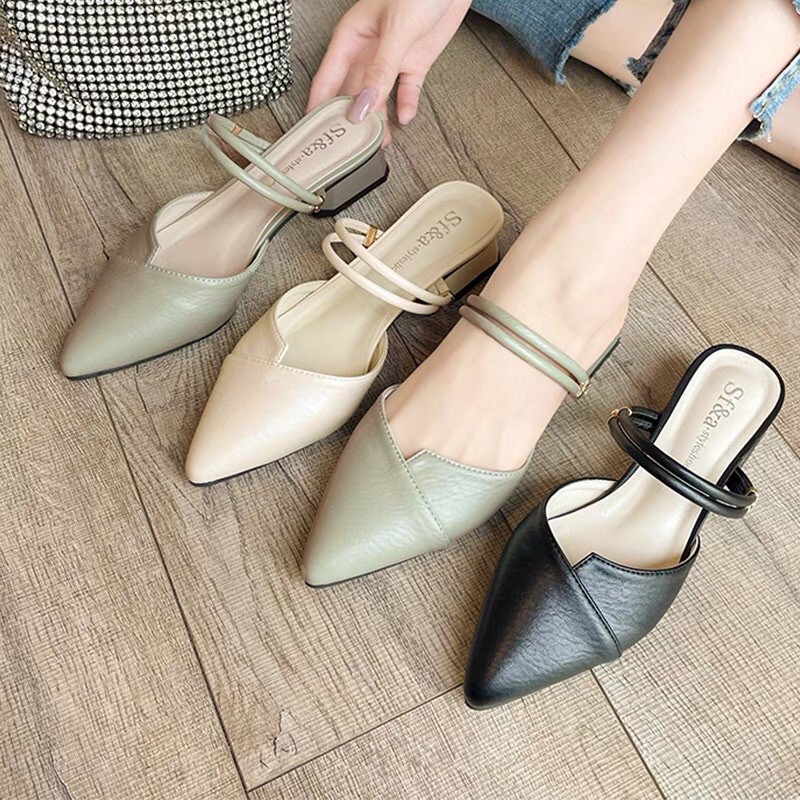 [ FREE SHIP+ẢNH THẬT] Giày nữ cao gót, Sandal Mũi Nhọn 3cm Đi Được 2 Kiểu Cực Xinh