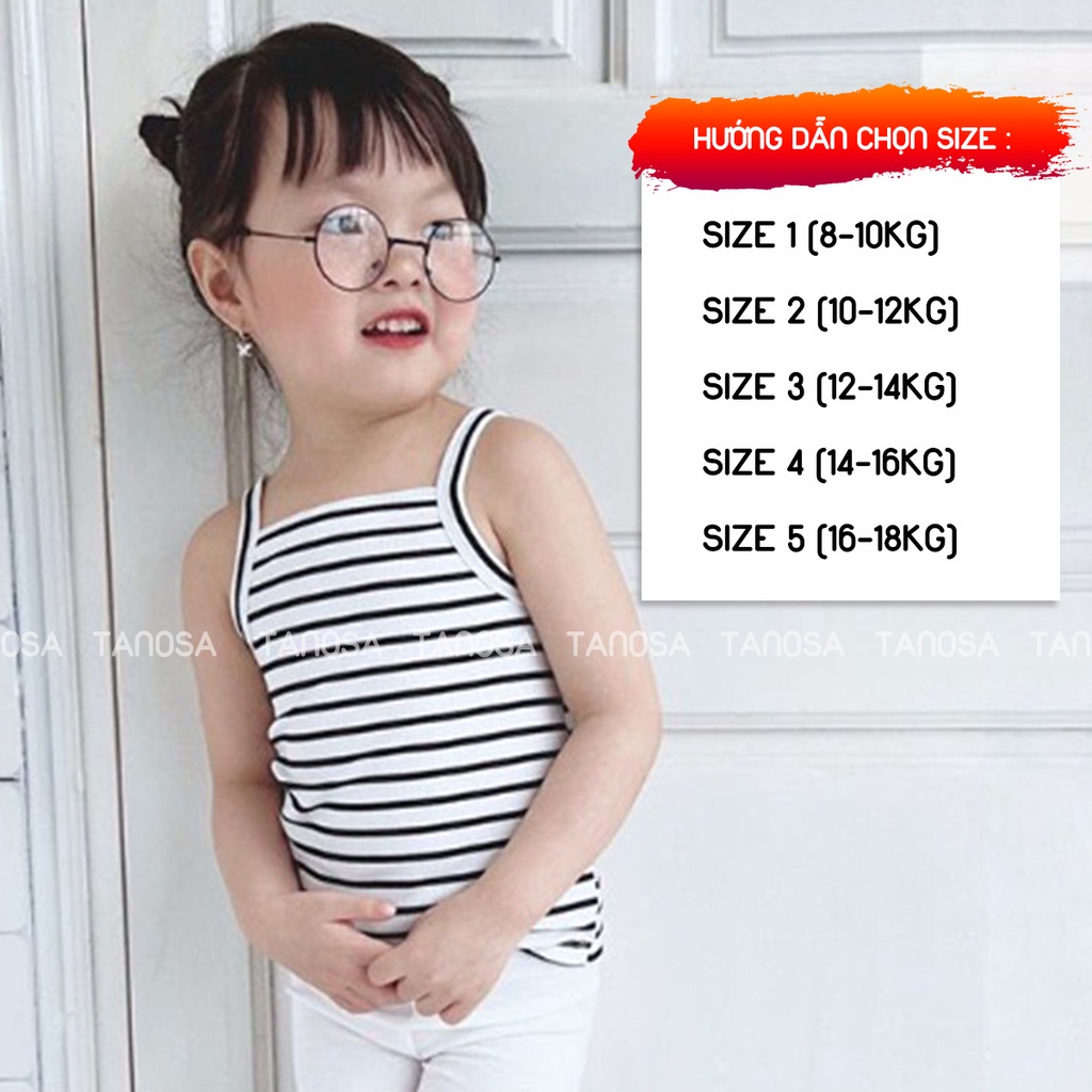 Áo hai dây kẻ cho bé gái chất cotton 8-18kg TANOSA