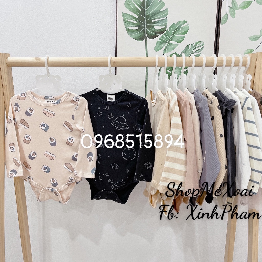 Body chip dài tay Terminal X size 6-12M (6-8kg) vải 100% cotton xuất dư cao cấp