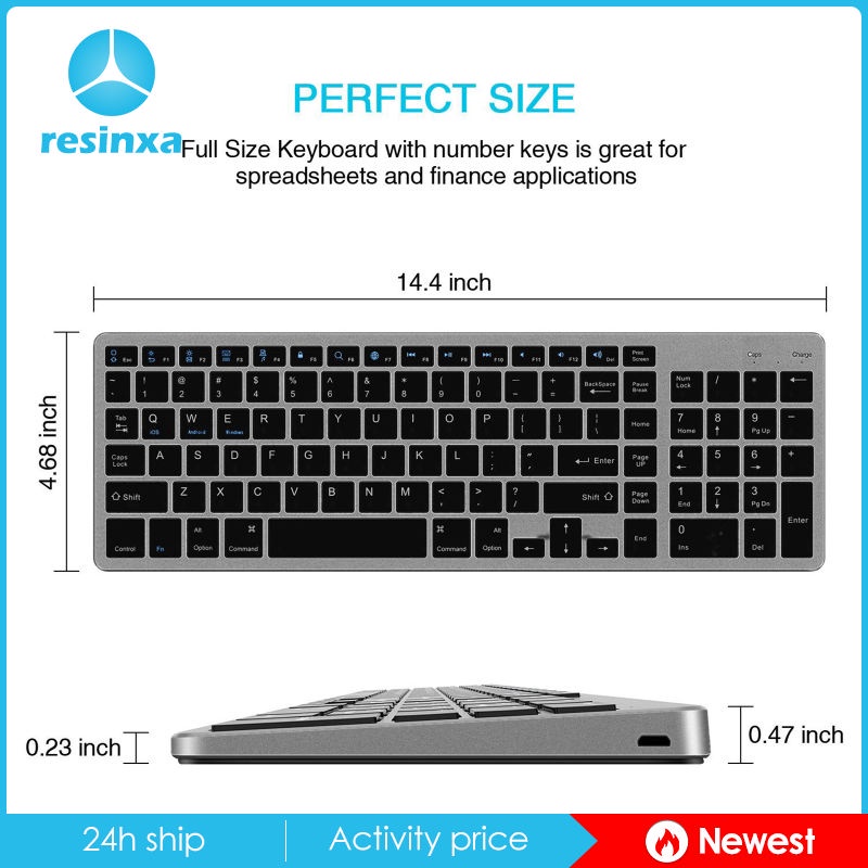 Bàn phím máy tính không dây bluetooth 104 phím dành cho Windows iOS Android Mac OS