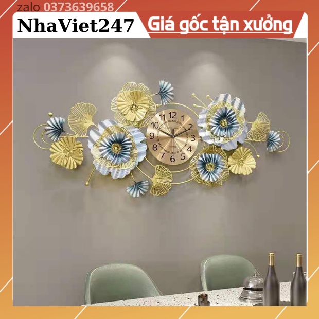 Đồng Hồ Treo Tường Trang Trí mã  2911-Kt 115x60cm-đồng hồ tranh kim loại,decor tường đẹp,giá rẻ-quà tặng ý ngĩa-bh 5 năm