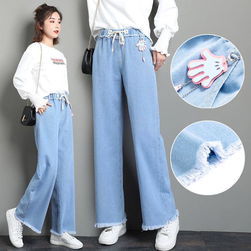 Quần Jeans Ống Rộng Thời Trang Cho Bé Gái Từ 12-13 - 14 Tuổi