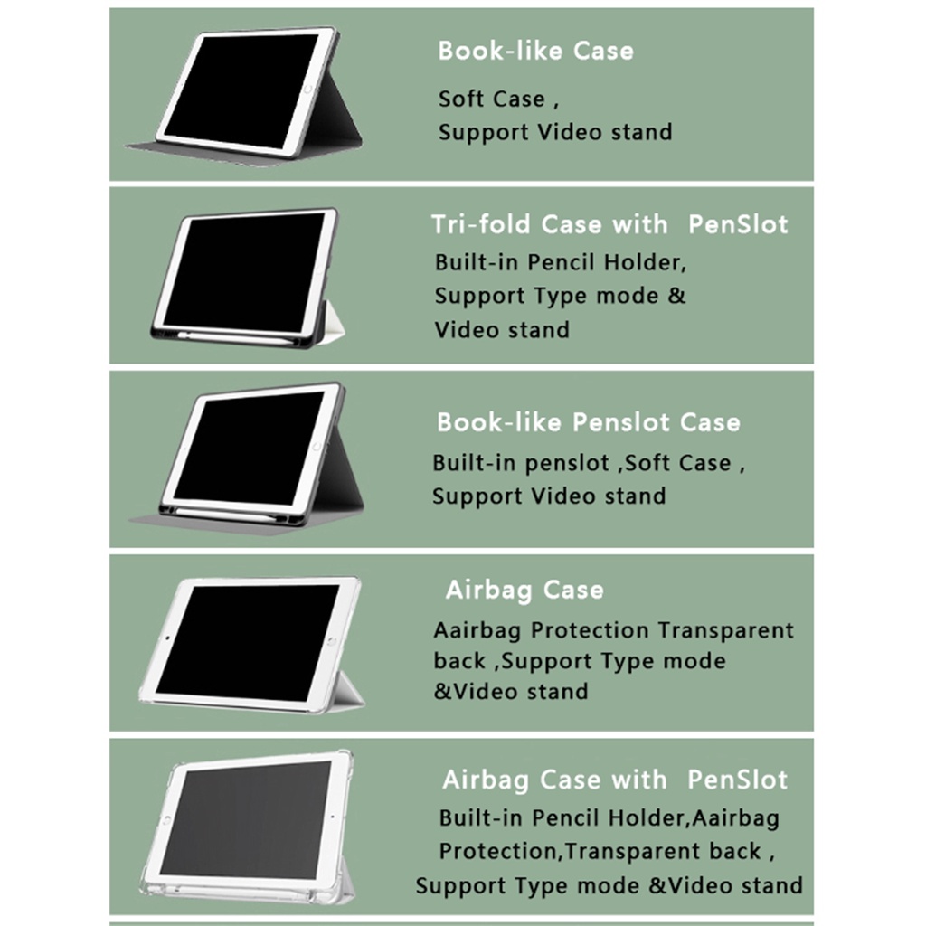 Bao Da Máy Tính Bảng Nắp Lật Chống Sốc Có Ngăn Đựng Bút Cho Ipad Gen 7 / 8 10.2 Ipad 9.7 2017 / 2018 Ipad Air 4 3 2 A Ipad Pro 11 Mini 5 Ốp