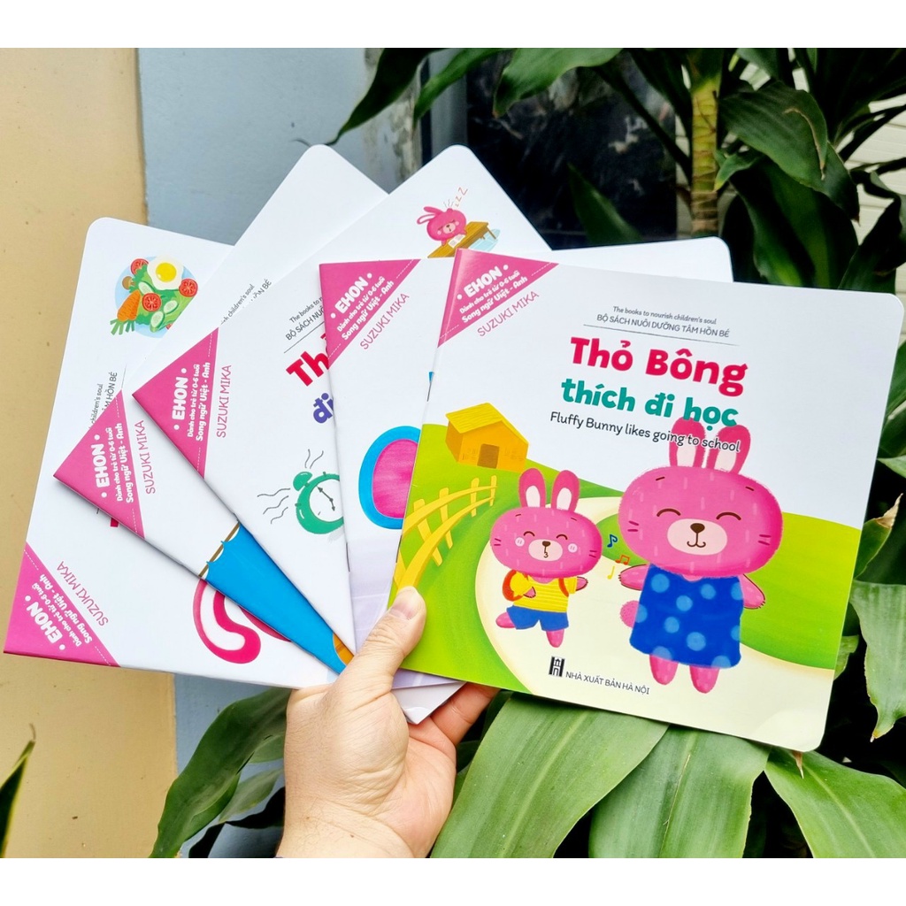 Sách Ehon Song Ngữ Việt- Anh Kỹ năng sống: Thỏ Bông (Có File nghe đọc - bộ 5 cuốn)