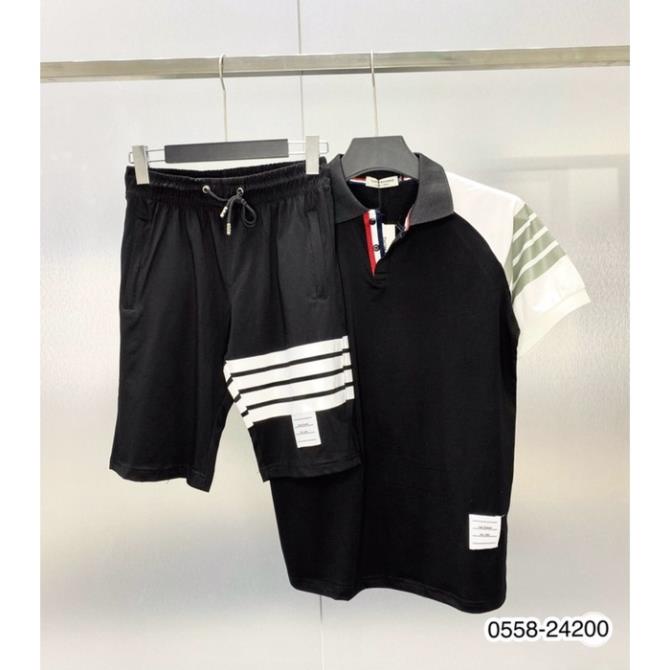 Bộ Nam Thom Browne Cổ Bẻ Siêu Đẹp - Bộ Nam Polo Đơn Giản
