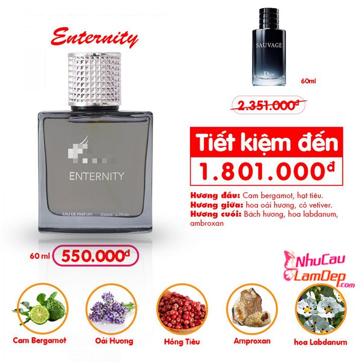 Nước hoa nam ENTERNITY (60ml) - NAM TÍNH, SANG TRỌNG VÀ MẠNH MẼ | BigBuy360 - bigbuy360.vn
