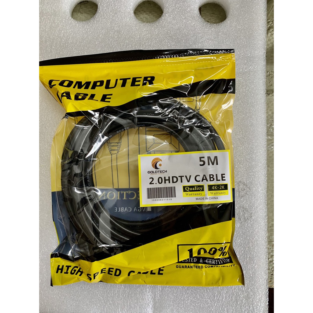 Dây cáp HDMI 10M Goldtech tròn xịn