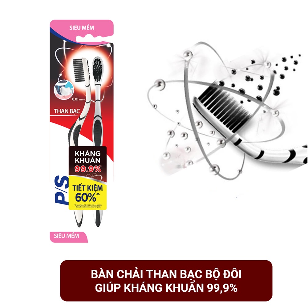 Bộ Bàn Chải Đánh Răng P/S Than Bạc Kháng Khuẩn