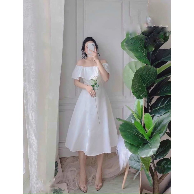 Đầm xoè trễ vai tiểu thư 💙💙