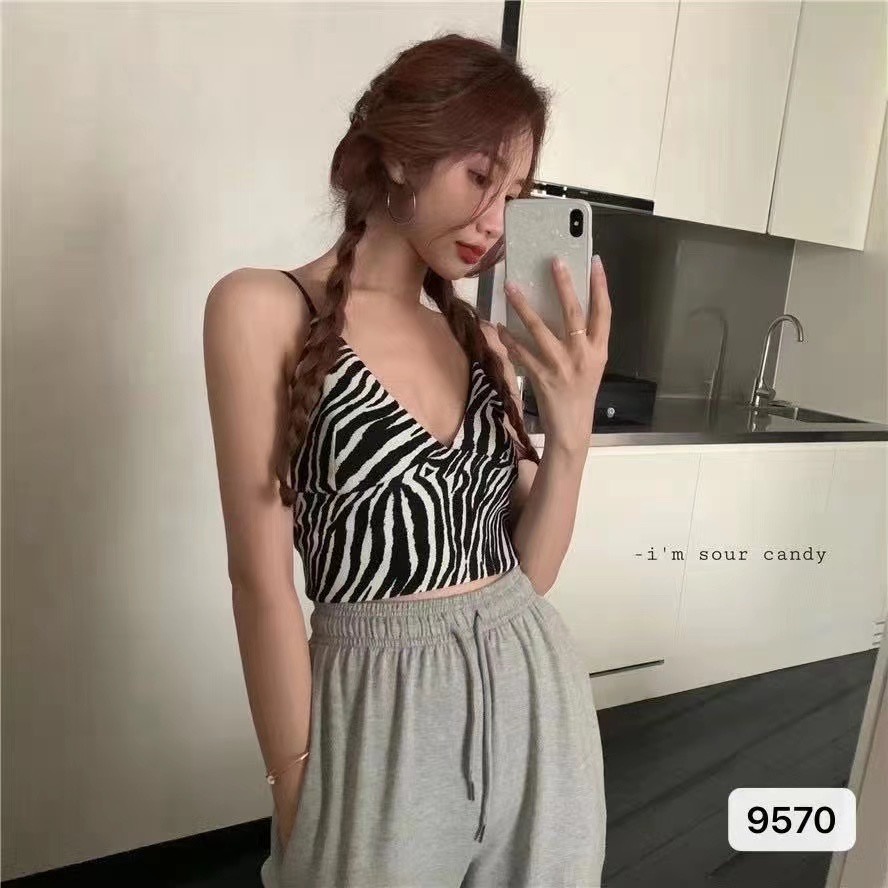 DUNEA Áo Ống Quấn Ngực In Họa Tiết Ngựa Vằn Quyến Rũ Cho Nữ