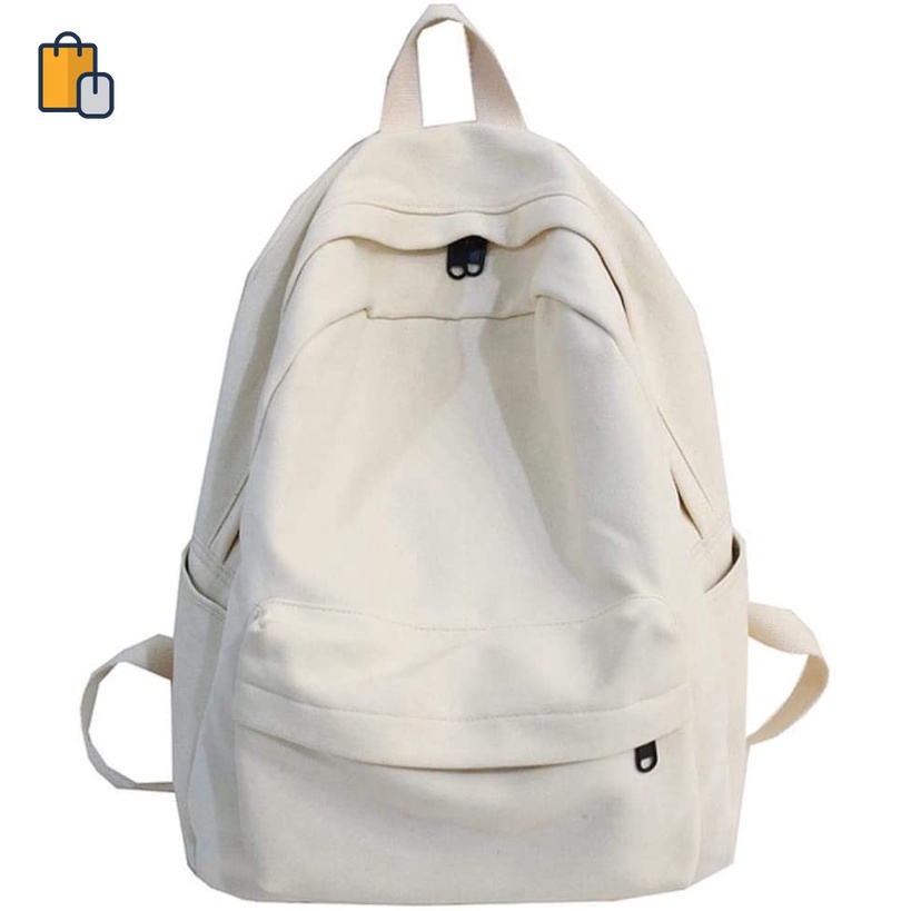 Ba lô đi học vải cotton canvas kiểu vintage thời trang cho nữ