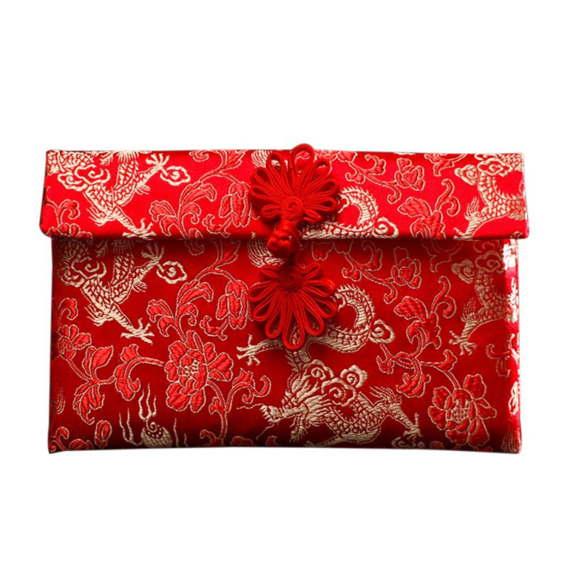 Bao Lì Xì Vải Thổ Cẩm Phối Nơ cài  Đứng và Ngang 2 đầu Xinh Xắn