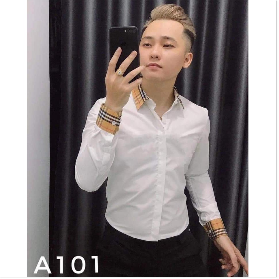 Áo sơ mi nam tay dài vải kate lụa co giãn kiểu cách VNXK ms44 . &lt;3 HP