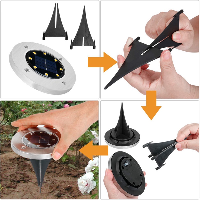 [Hàng sẵn sàng&amp;COD] Đèn chiếu sáng sân vườn tròn năng lượng mặt trời không thấm nước 20LED cho bãi cỏ, cầu thang, chiếu sáng sân trong