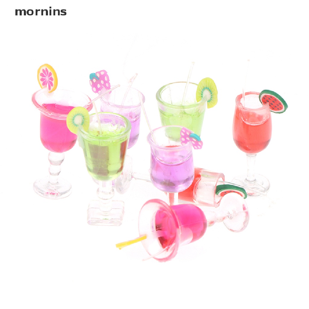 Mrns 2pcs 1/6 Scale Dollhouse Miniature Food Fruit Drink Goblet Bottle for Doll house .