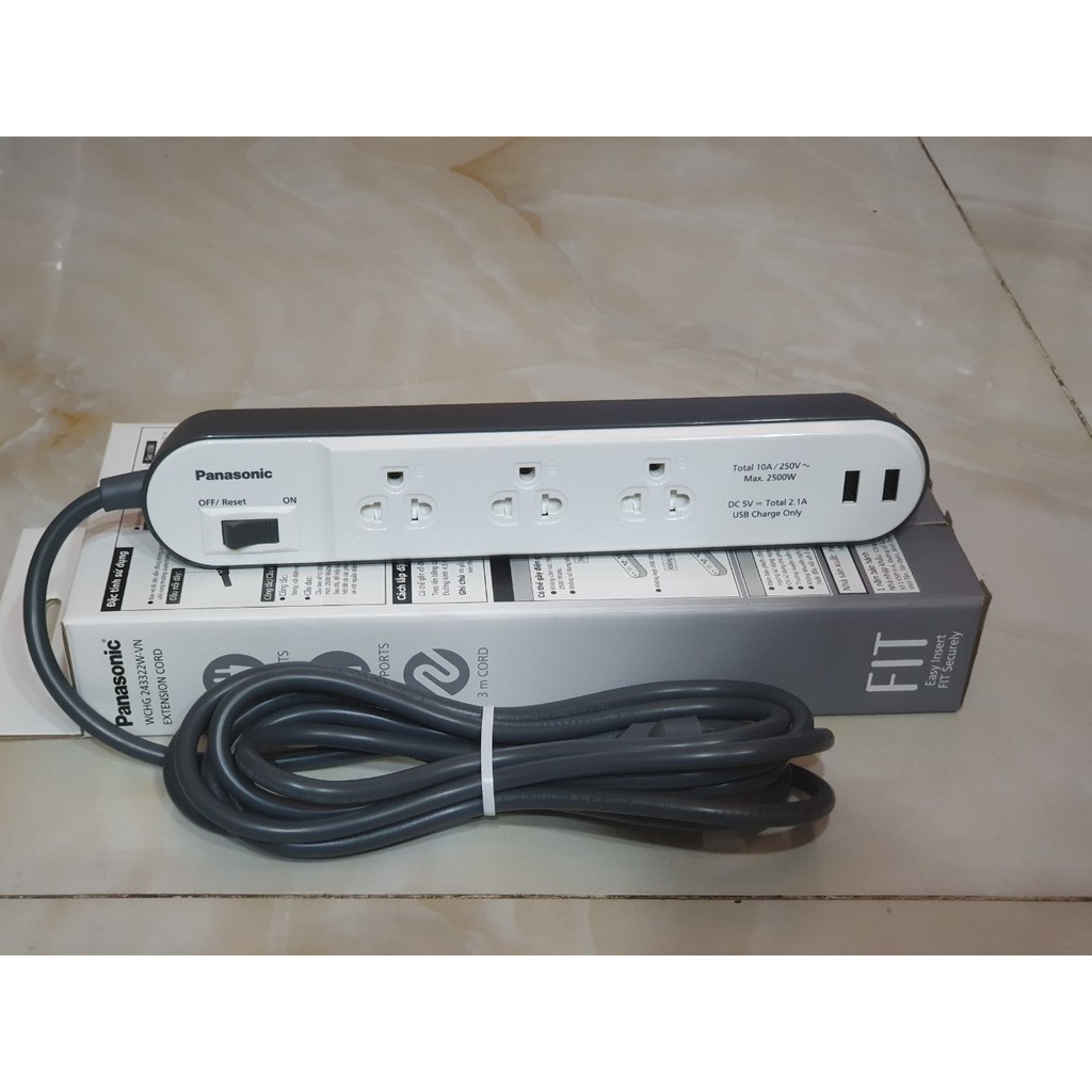Ổ cắm có dây USB Panasoni WCHG243322W-VN tặng phích cắm