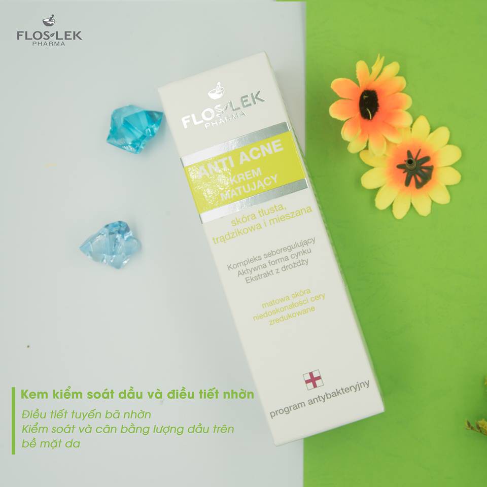 Floslek Kem Kiểm Soát Dầu Và Điều Tiết Dầu Floslek Anti Acne Mattifying Cream 50ml