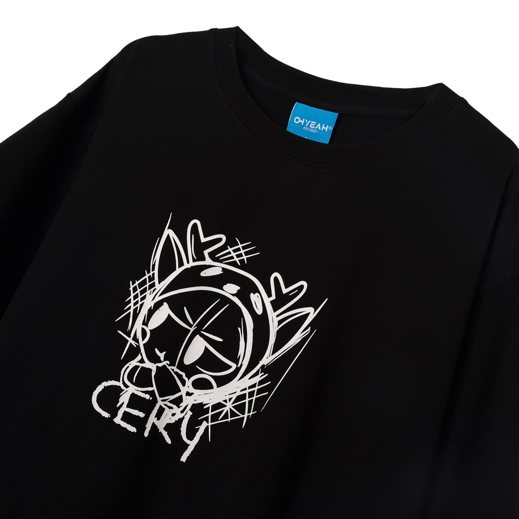 Áo thun unisex Local Brand OHYEAH tay lỡ MASCOT SKETCH TEE form rộng