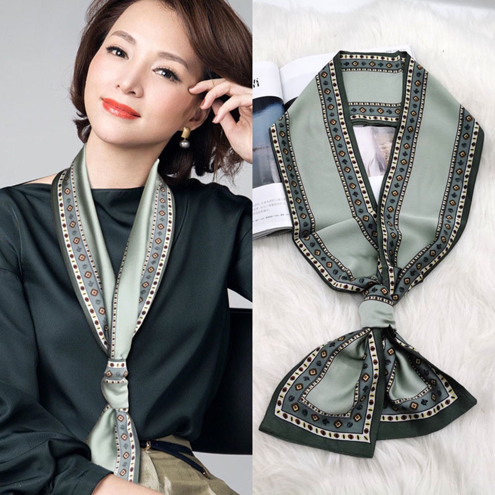 Khăn choàng cổ vải lụa nhân tạo đa năng thời trang sành điệu cho nữ 15*145cm