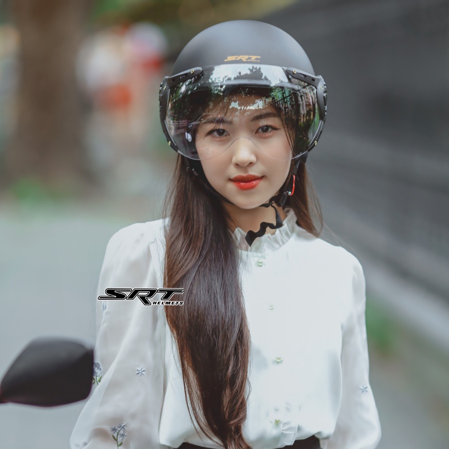 Mũ bảo hiểm nửa đầu SRT A33k kính chống chói chống tia uv bảo hành 12 tháng