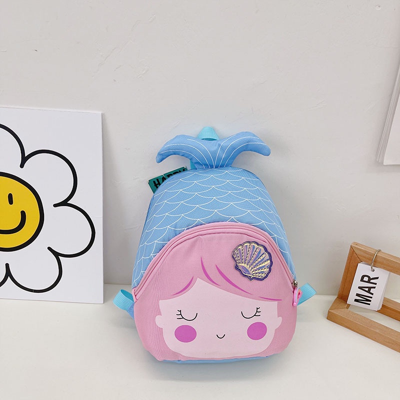 Ba Lô Đi Học Vải Nylon Nhẹ In Hoạt Hình Nàng Tiên Cá Kiểu Hàn Quốc Xinh Xắn Cho Bé Mẫu Giáo