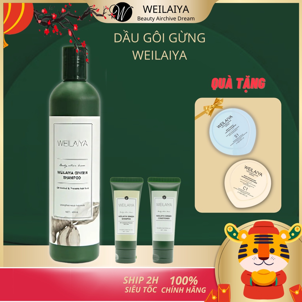 Dầu gội gừng trắng Weilaiya giảm rụng, kích mọc tóc cho tóc nhanh bết Weilaiya Ginger Shampoo 400ml