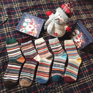 SET 5 đôi tất thổ cẩm tất nam tất nữ NOEL