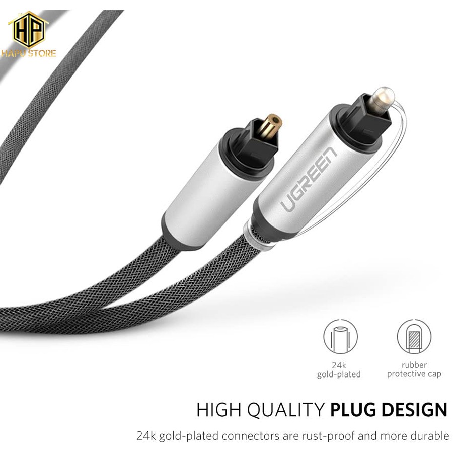 Cáp audio quang (Toslink, Optical) Ugreen 10539 dài 1m vỏ nhôm chính hãng - Hapustore