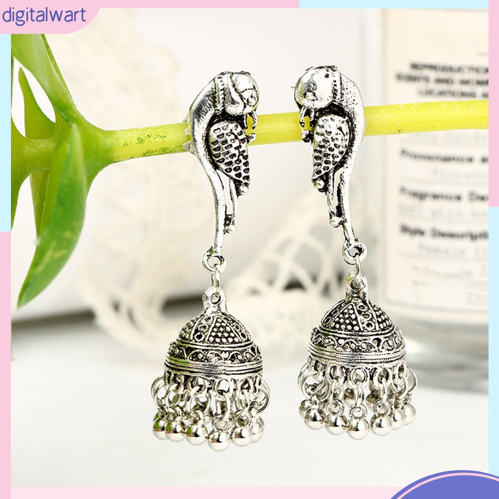 Khuyên tai nữ trang dáng dài tạo hình chim công độc đáo