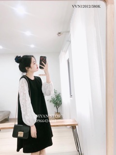Váy suông tay ren lỗ