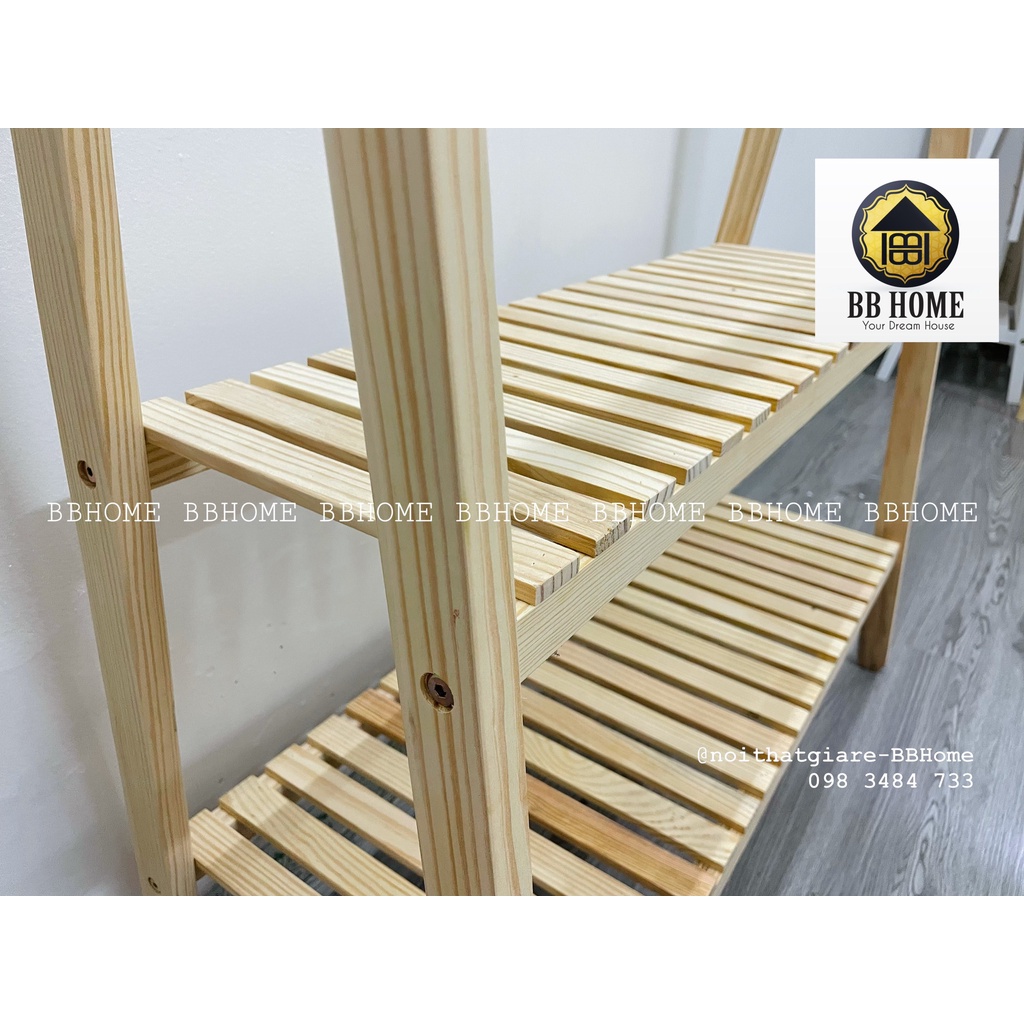 Giá treo quần áo chữ A ngang 110cm - 2 tầng gỗ thông Mỹ