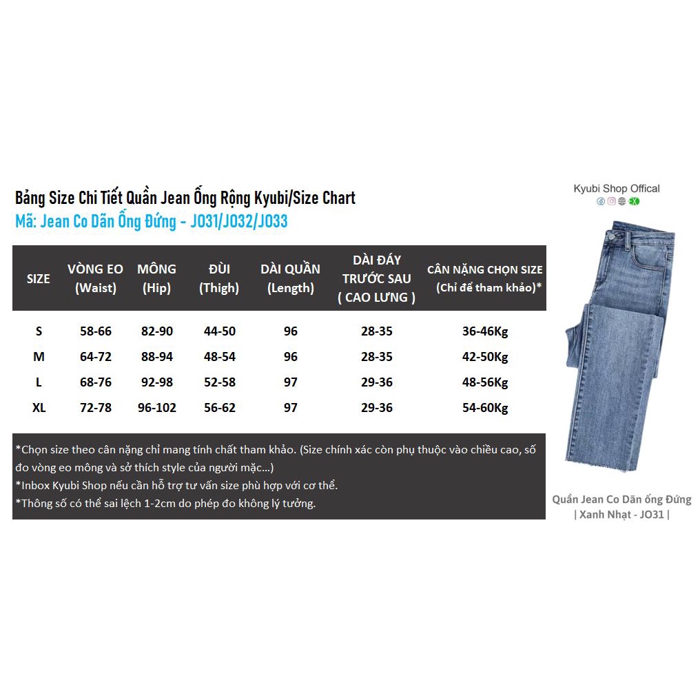 Quần jeans ống đứng co giãn Kyubi (có bigsize) - quần bò nữ form đứng co dãn phong cách Ulzzang JO31 | BigBuy360 - bigbuy360.vn