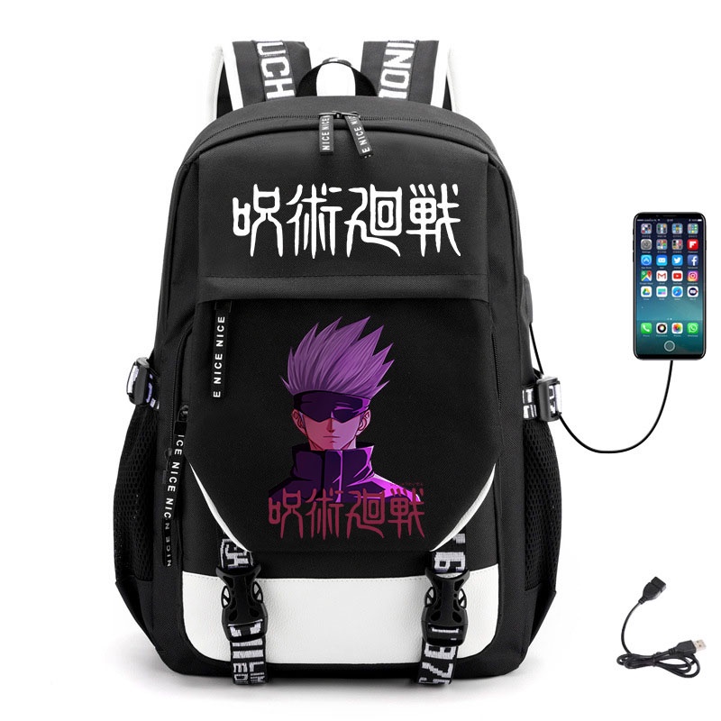 Balo Đựng Laptop in hình Jujutsu Kaisen Chú Thuật Hồi Chiến ver CHỮ DÀI anime chibi cặp sách nam nữ đi học
