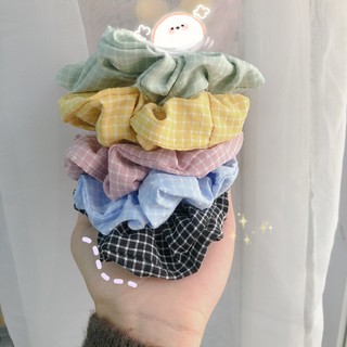 Dây buộc tóc họa tiết ca rô thời trang nữ tính